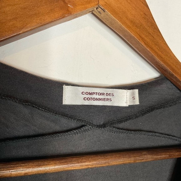 Comptoir Des Cotonniers Charcoal Grey Silk Blend Mini Wrap Dress Small - Picture 4 of 7